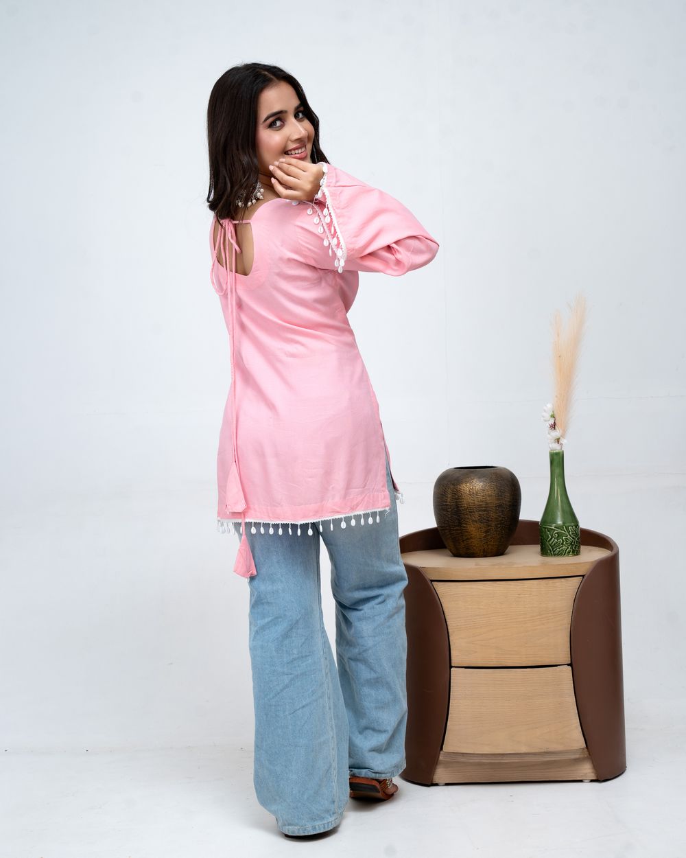 Baby pink short kurti