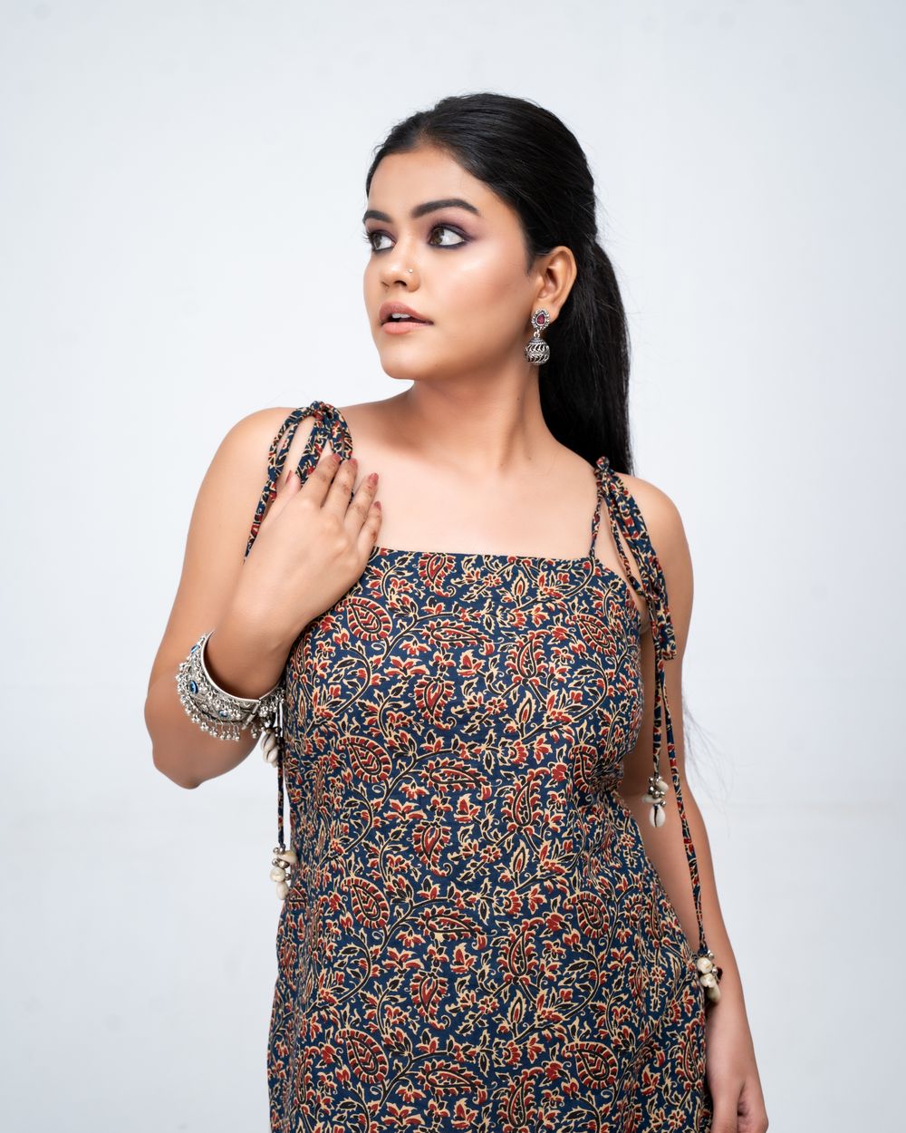 Brown Floral Short Kurti