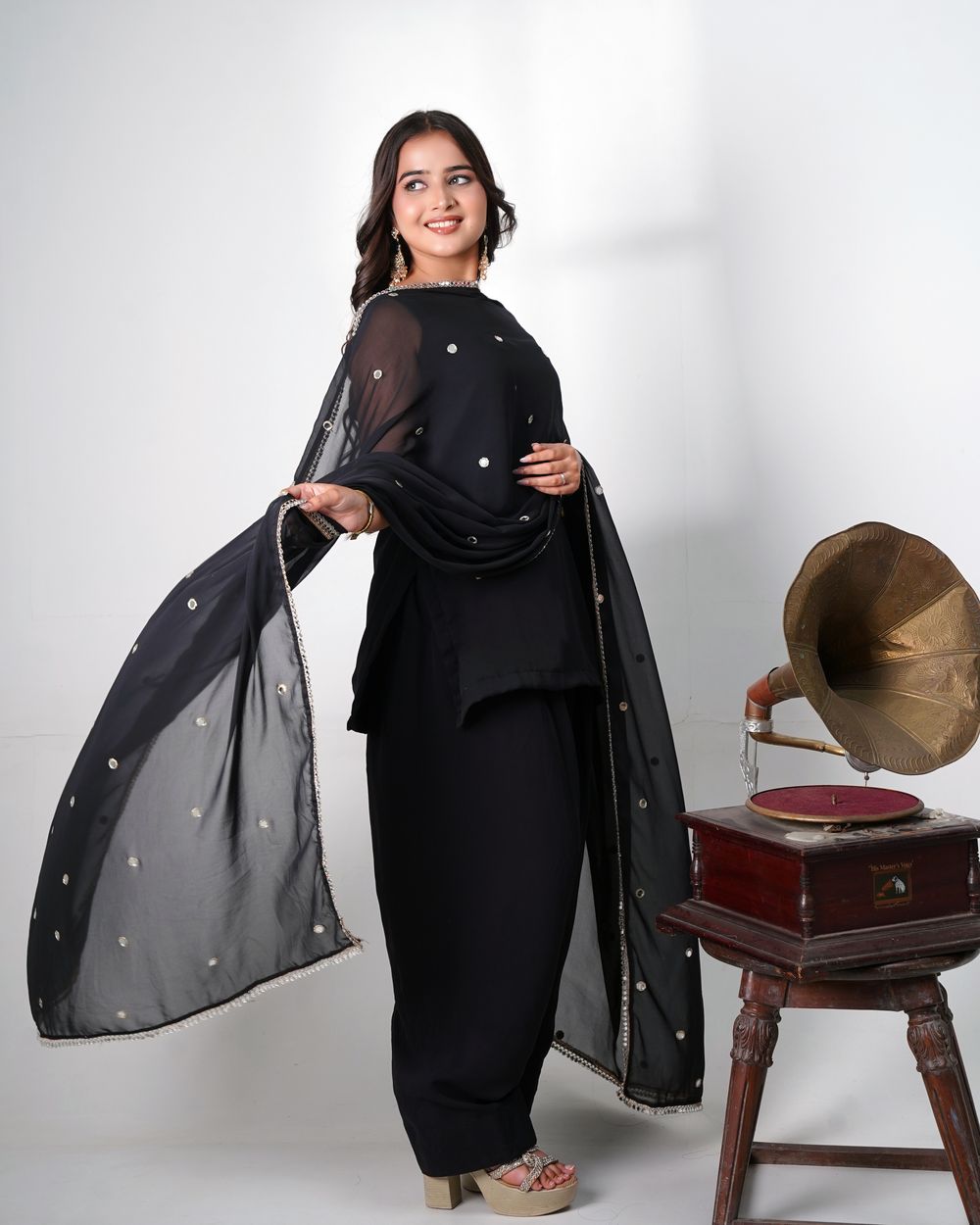 Black Farshi Salwar Suit with Dupatta