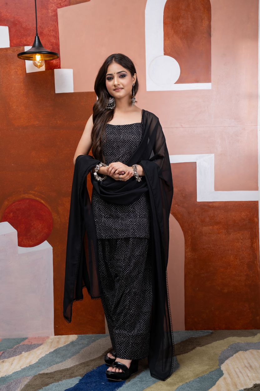 Black Polka Dot Farshi Salwar Set